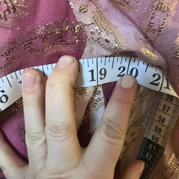 Vintage 1960s 1970s Adele Simpson Pink Metallic Chiffon Dress - Picture 14 of 16